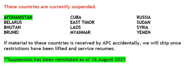 Country Restrictions